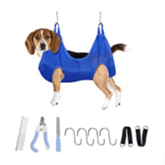 NEW Pet Grooming Hammock Harness with Nail Clippers, File, and Comb Blue Size S - Picture 1 of 5